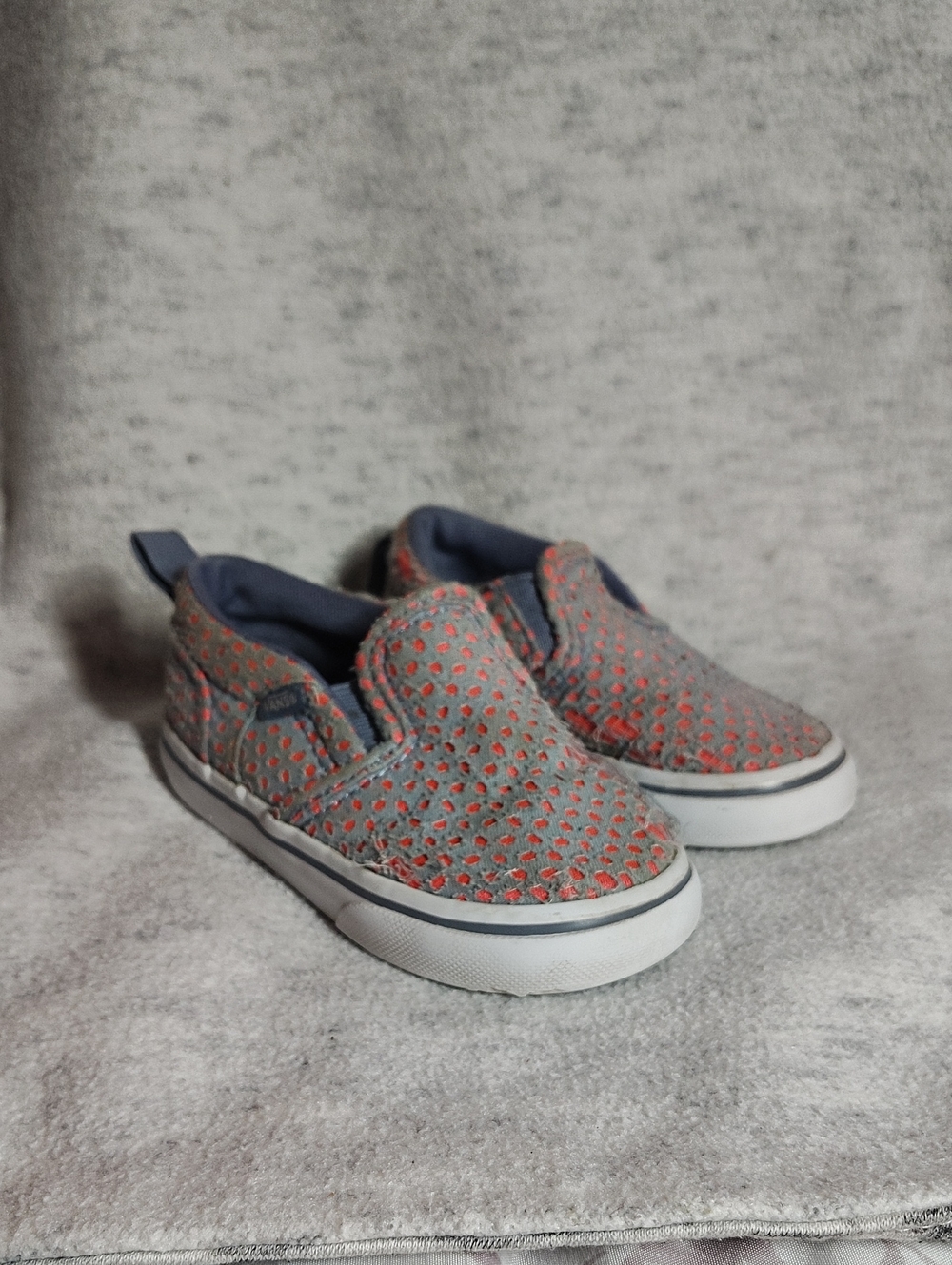Kids Slip-On Vans Casual Sneakers in Gray and Coral